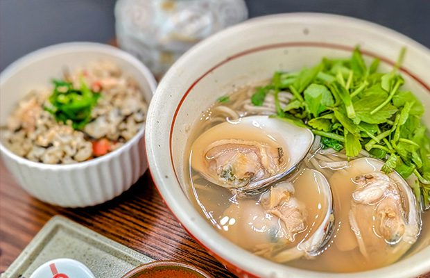 蛤と芹の温蕎麦