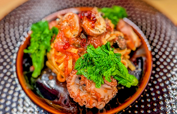 飯蛸と菜の花のタリオリーニ